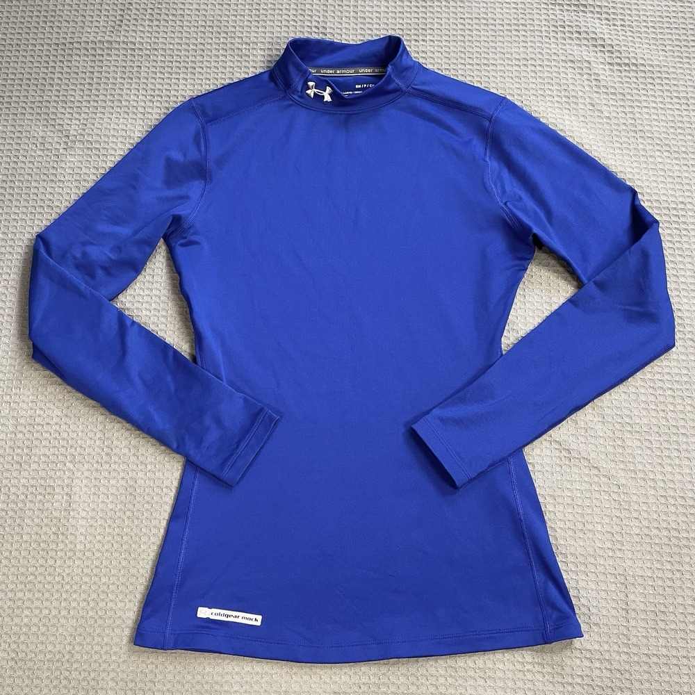 Under Armour Cold Gear Mock Neck Fitted Shirt Small Womens Royal Blue